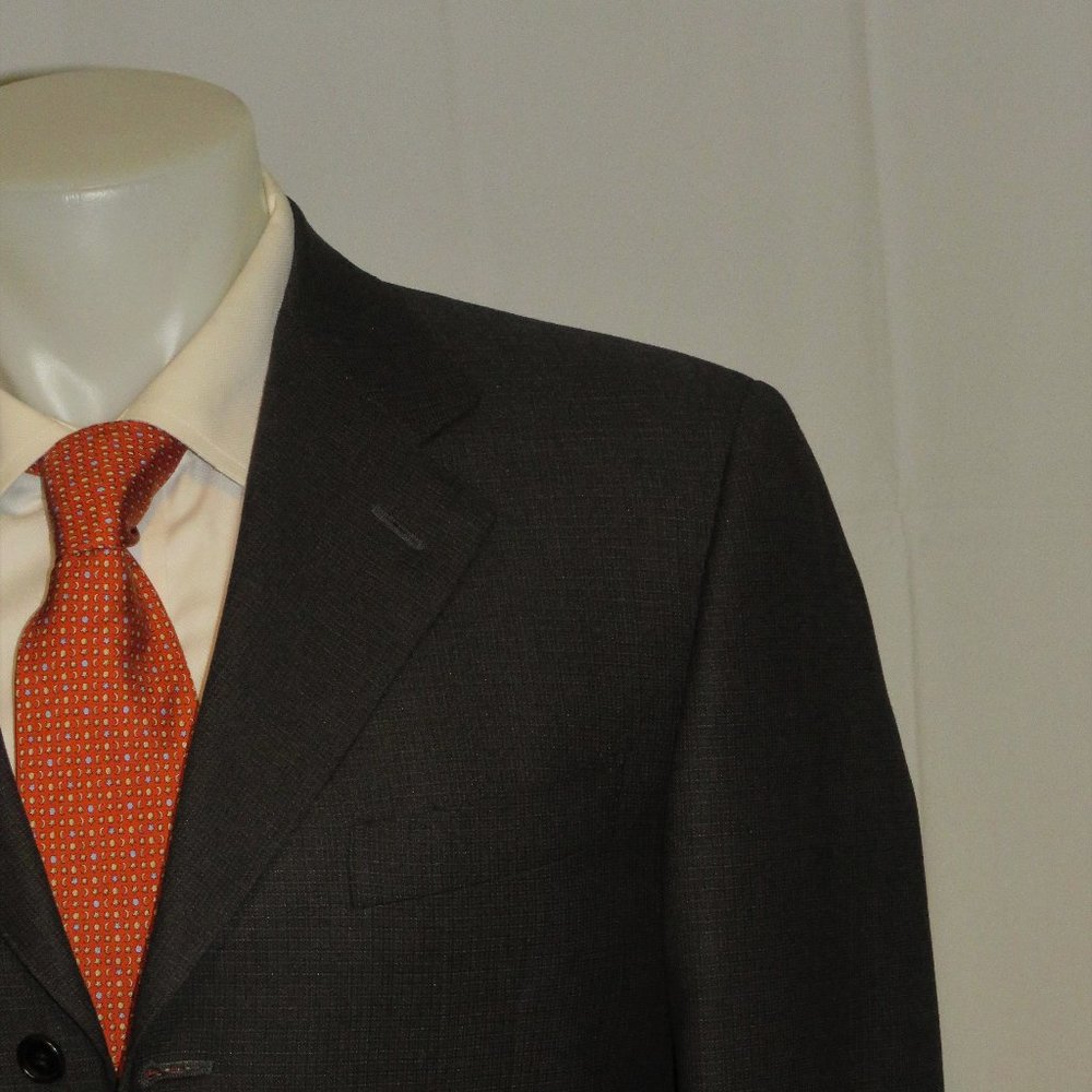 Canali Fratelli Super 120 13320 Drop 7 Gray Geometric Three Button Suit 38R